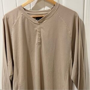 Caliville XL Henley Shirt Beige Organic Cotton Long Sleeve Casual